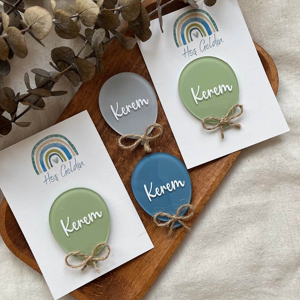 (Set of 5)Personalized Balloon Concept Magnet, Custom Fridge Magnet, Baby Gifts