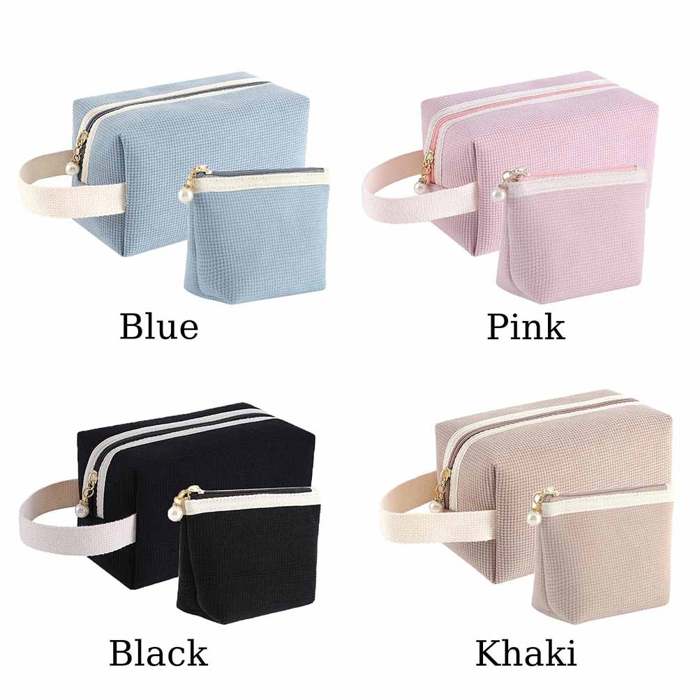 Personalized Name & Birth Flower Corduroy Makeup Bags, Custom Embroidery Cosmetic Bag, Birthday Gift for Women, Bridesmaid Gifts Bag