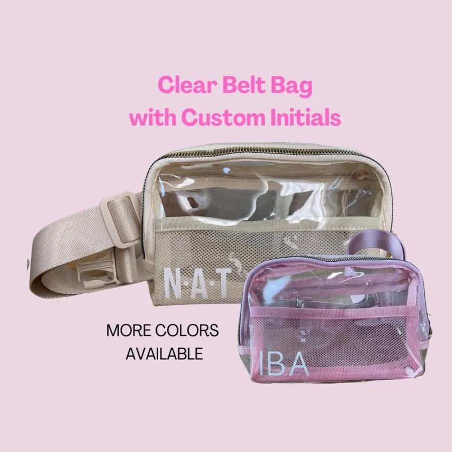 Custom Personalized Clear Belt Bags | Monogram Stadium-Approved Bag | Concert & Event Waist Bag