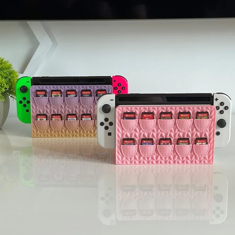 Personalized Name Crochet Faceplate and Cartridge Holder, Compatible with Nintendo Switch, Multiple Colors, Gift for Him/Her