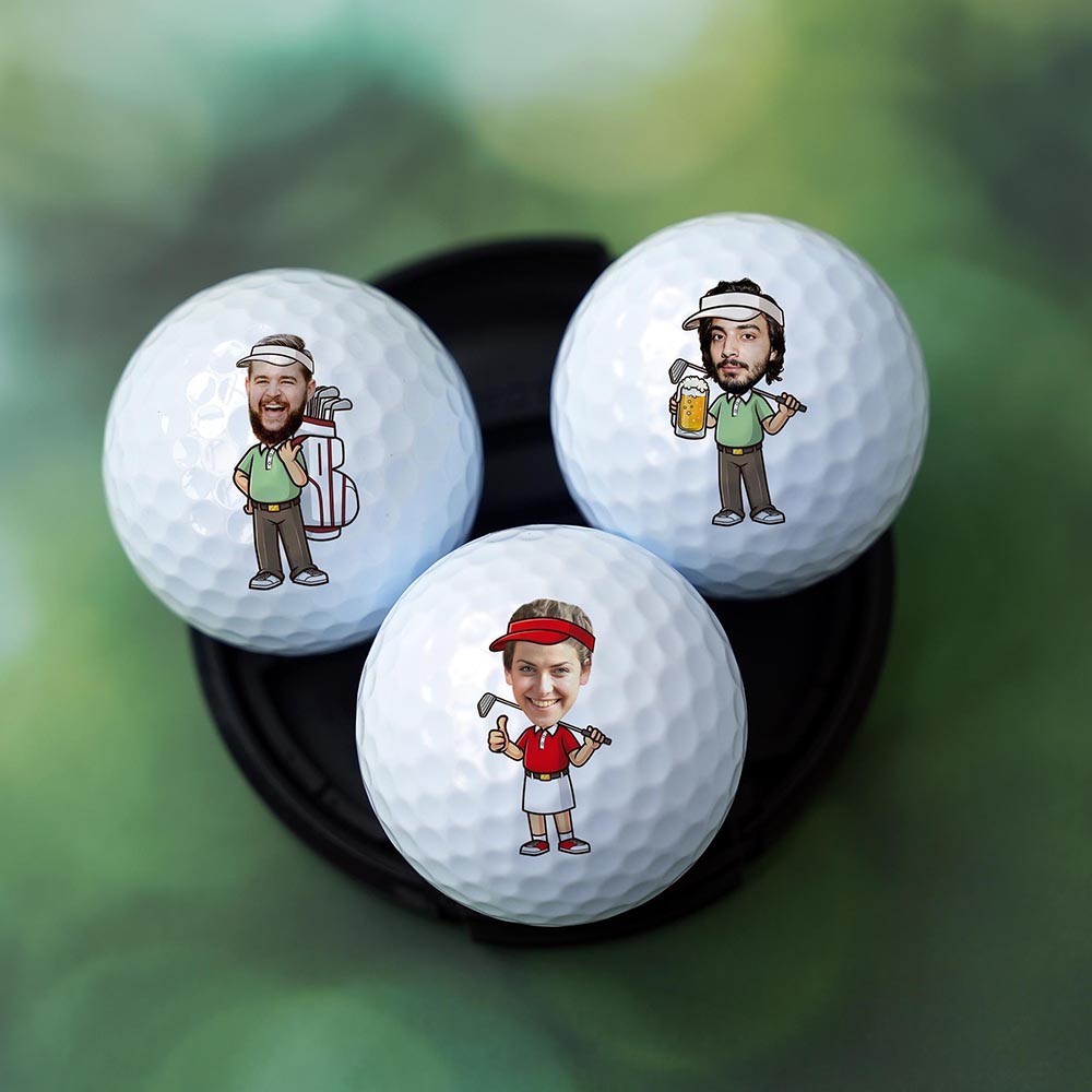 Custom Name & Photo Unique Golf Balls, Cartoon Golf Balls, Golf Gift, Gift for Golfer, Wedding Gift, Anniversary Gifts, Groomsmen Gift, Best Man Gift