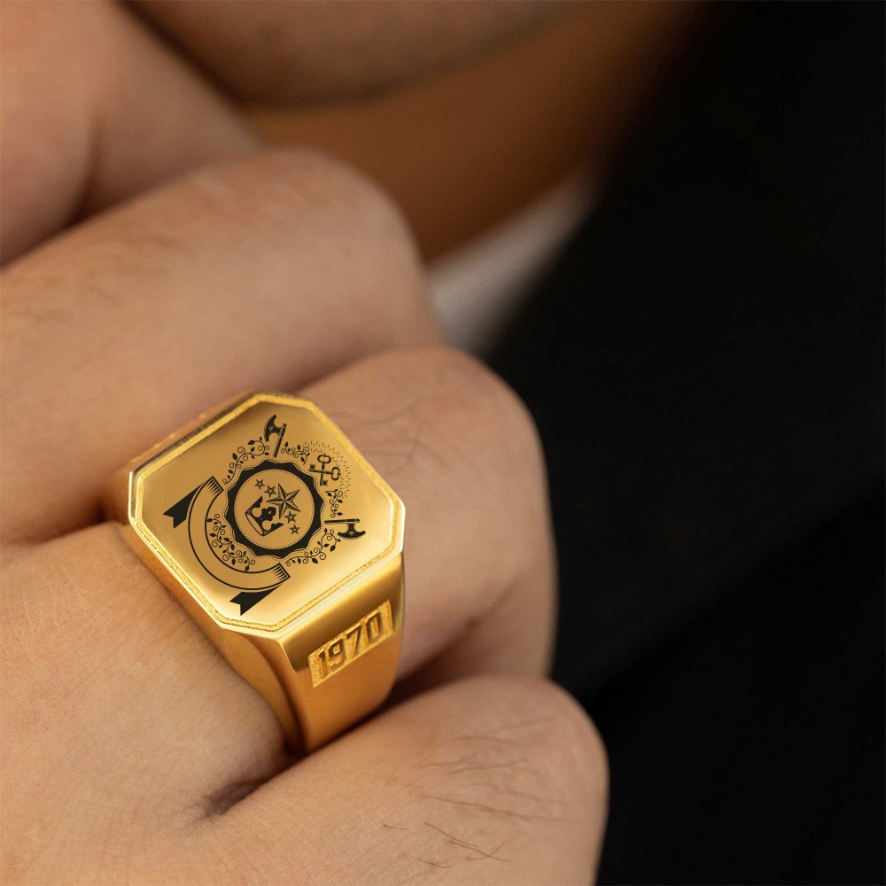 Custom Engraved Signet Ring, Square Ring, Graduation/Father's Day Gift, Brass/Sliver Ring for Graduates/Men/Family