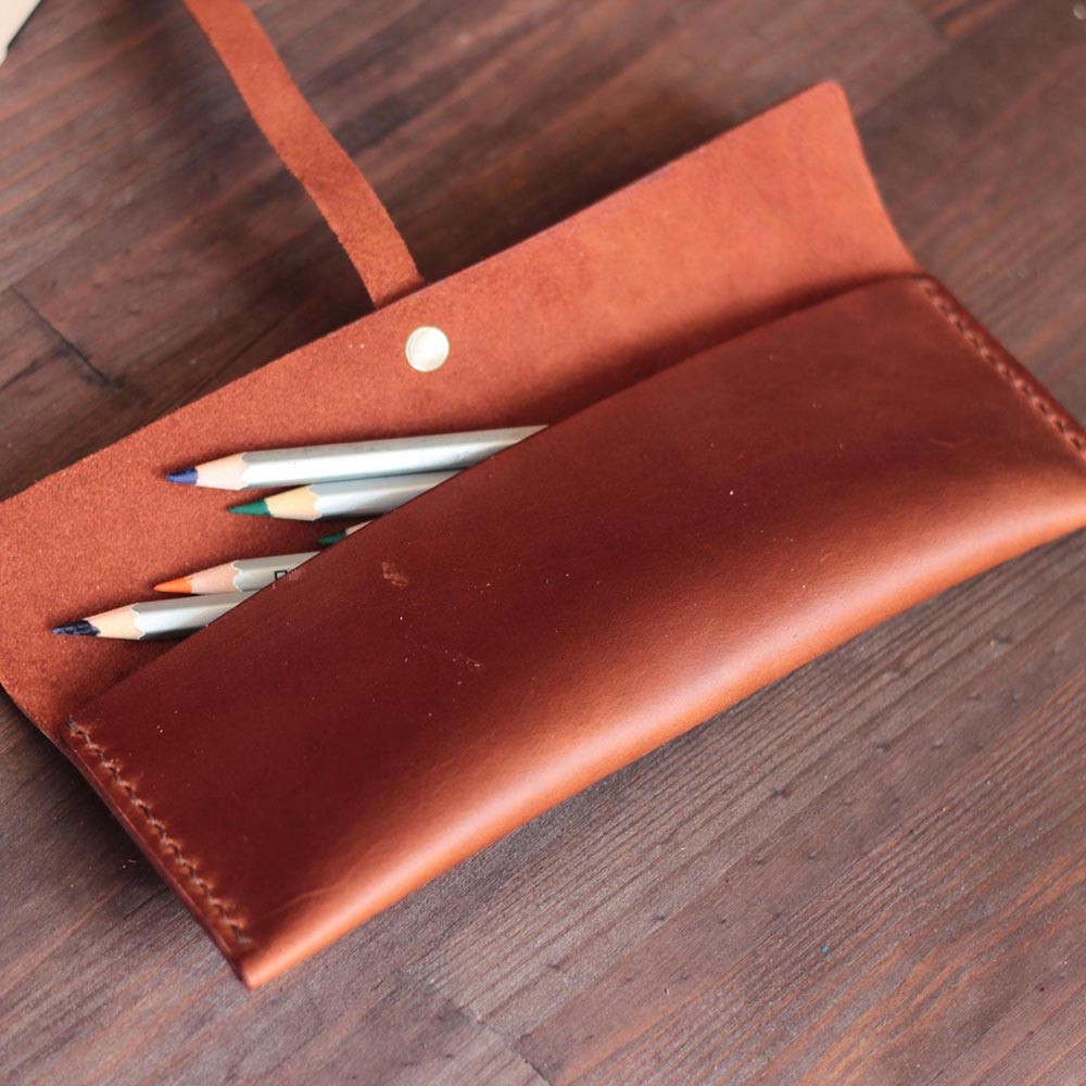 Pencil Case Leather Unique Gift for Artist Custom Pen Holder Leather Pencil Case Personalized Christmas Gift Pouch for Pencil Slim Purse