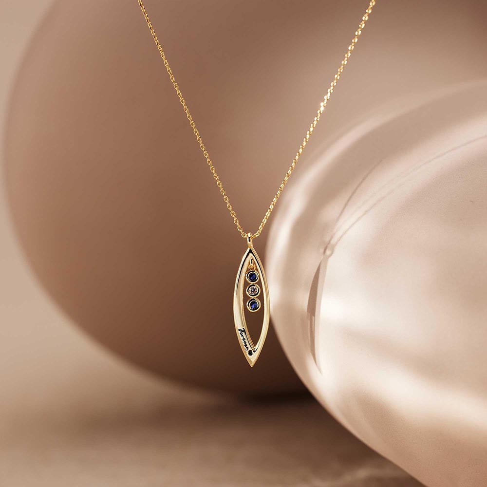 Custom Leaf Birthstone Necklace, Marquise Necklace,Family Gift, Family Necklace, Birthday Gift, Grandma Gift, Mother's Day Gift for Her