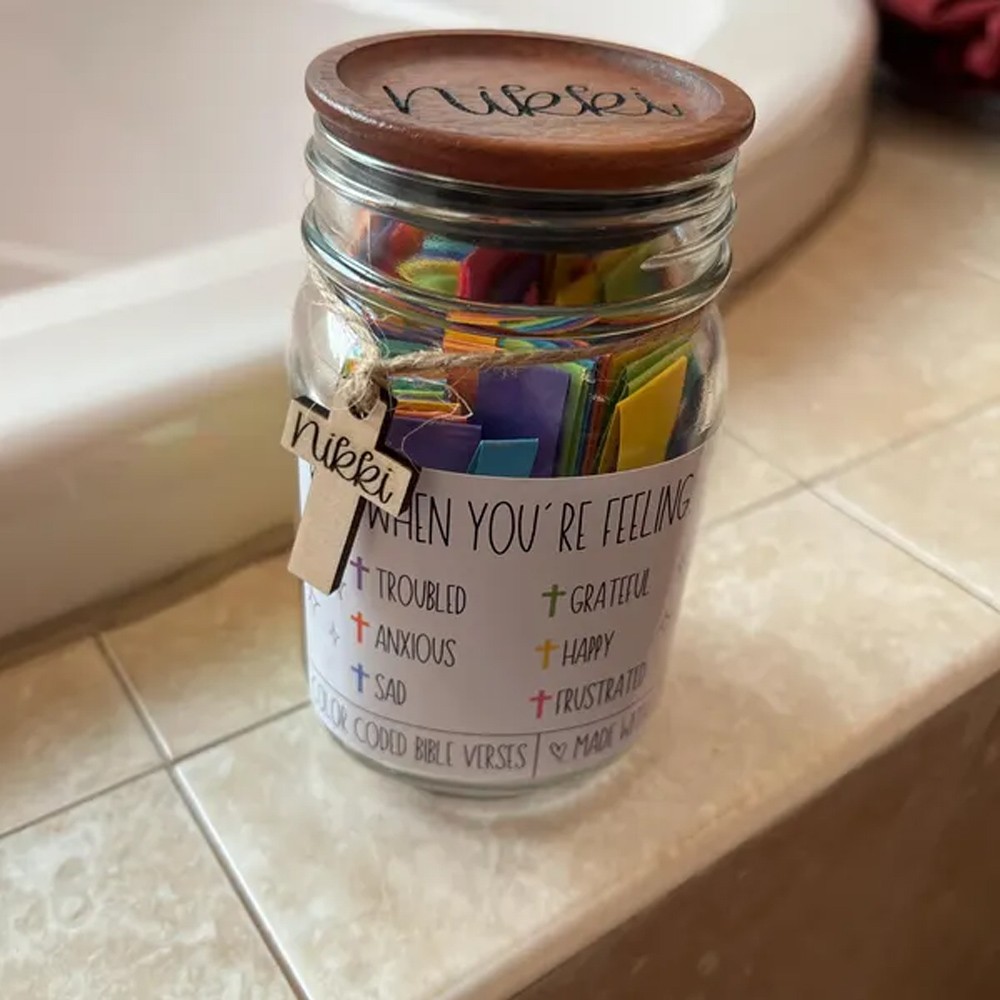 Personalized Scripture Gifts, Bible Verse Jar, Christian Affirmation, Read Me When Jar, Color-Coded Bible Verse Jar, Armor of God