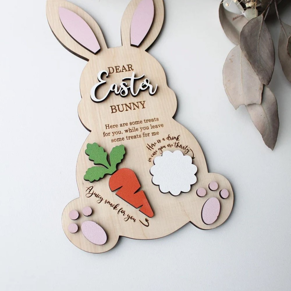 Personalized Easter Bunny Treat Tray with Name, Custom Easter Treat Board, Easter Bunny Tray, Easter Gift for Kids/Family