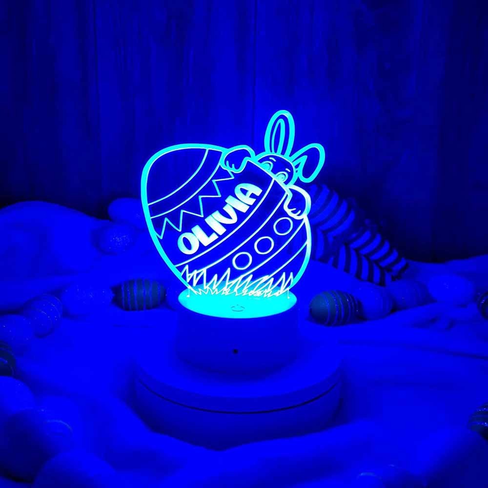 Personalized Easter Egg Night Light, Easter Bunny Egg Basket Stuffer, Easter LED Bedroom Decor, Kids Room Decor Night Light