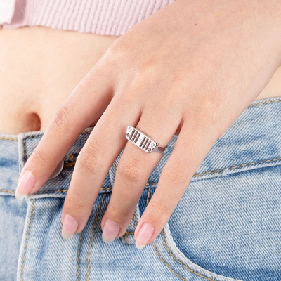 Personalized Jeep Tire Printed Birthstone Ring