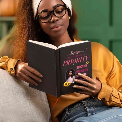 Make Yourself A Priority Notebook, Personalized Black Women's Notebook, Custom African American Women's Journal, Women's Confidence Journal, with Free Pencil