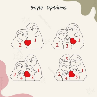 Personalized Penguin Family Puzzle with 2-5 Names, Wooden Custom Family Member Names Puzzle, House Warming Decor, Christmas Gift for Mom/Dad/Family