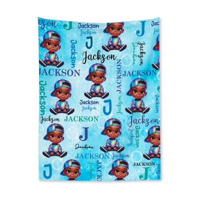 Personalized Black Children's Blanket, Colorful Unicorn Blanket, African American Birthday Gift, Back to School Gift, Christmas Gift for Kids