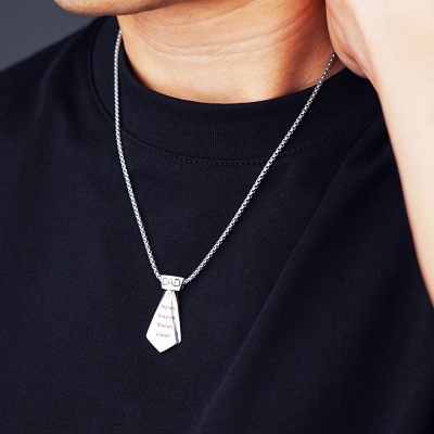 Custom 1-5 Kid's Names Tie Pendant Necklace, Sterling Silver 925 Dainty Men's Jewelry, Father’s Day/Thanksgiving/Christmas Gift for Him/Dad/Grandpa