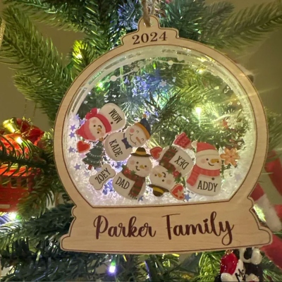 Personalized Family Names Shaker Snowbabies Christmas Ornament, Christmas Tree Hanging Ornament, Home Decor, Christmas Gift for Mom/Grandma/Family