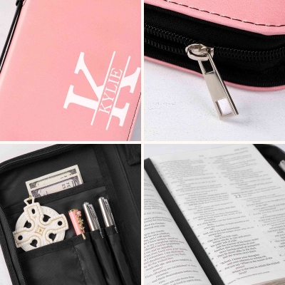 Personalized Leather Bible Cover, Custom Religious Book Case, Large Bible Carrying Bag with Handle, Bible Study Supplies, Christian Gift for Women/Men