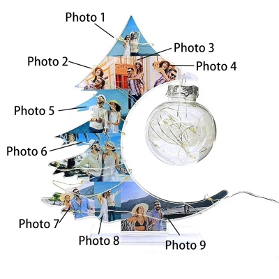 Custom Family Photo Collage Christmas Tree LED Night Light, Family Photo Night Lamp with Base, Home Decor, Christmas Gift for Family/Couple/Friends