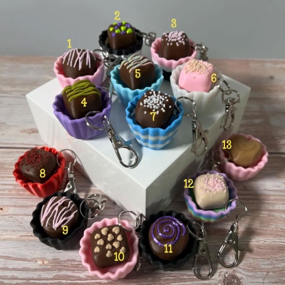 Personalized 3D Printed Mini Chocolate Clicky Fidget Keychain, Stress Relief Clicker Companion, Backpack/Purse/Bag Charm, Gift for Dessert Lovers/Her