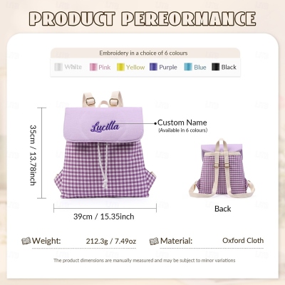 Personalized Embroidered Name Backpack Bag, Large Capacity Flap Book Bag with Drawstring, Travel Organizer, Back to School Gift for Students/Girls/Kids