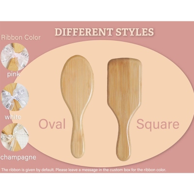 Personalized Engraved Name Wooden Comb for Bridesmaids, Elegant Hair Brush with Ribbon, Bridal Party Favor, Wedding/Proposal/Birthday for Her/Bestie