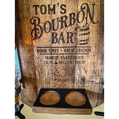 Wall Mounted Liquor Dispenser from Bourbon/Whiskey/lrish/Rum Barrel Lid