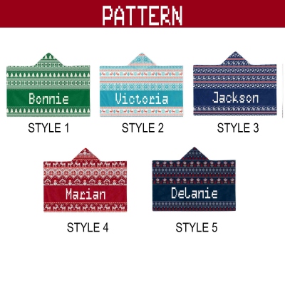Personalized Fair Isle Style Christmas Soft Hooded Blanket with Name, Multicolor Christmas Hooded Blanket, Christmas Gift