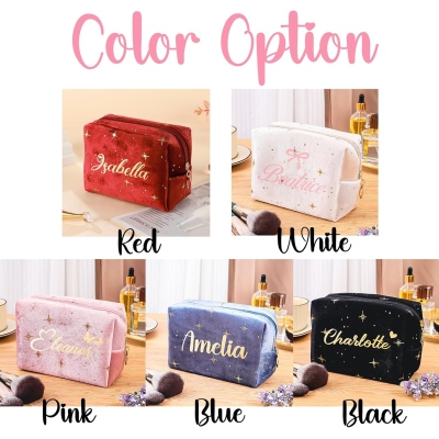 Custom Star Cosmetic Bag with Name, Large Capacity Fantasy Travel Toiletry Makeup Bag, Beauty Organizer Storage, Gift for Her/Friends/Bridesmaids