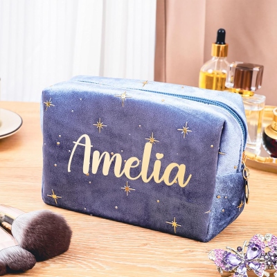 Custom Star Cosmetic Bag with Name, Large Capacity Fantasy Travel Toiletry Makeup Bag, Beauty Organizer Storage, Gift for Her/Friends/Bridesmaids
