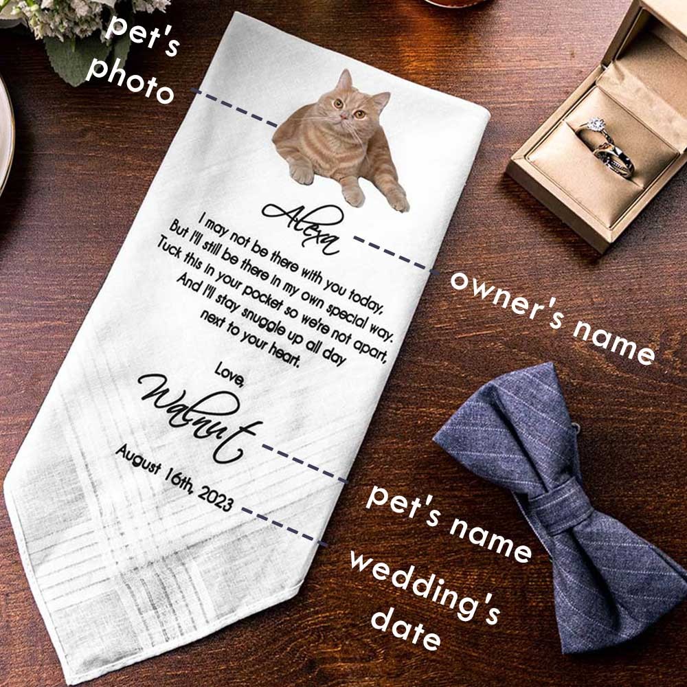 From Your Dog Wedding Handkerchief, Gift for the Bride, Gift for the Groom from Dog, Customized Handkerchief with Photo Option from Pet, Personalized Wedding Handkerchief