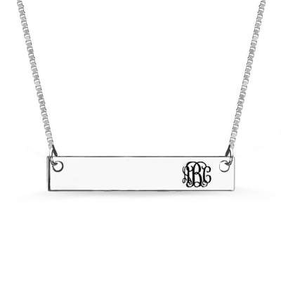 Graverat Monogram Initial Bar Necklace Sterling Silver
