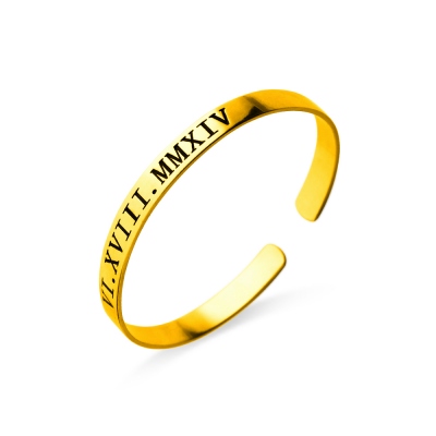 Personalized Roman Numeral Bracelet 18K Gold Plated