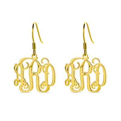 18K Gold Plated Monogram Earrings