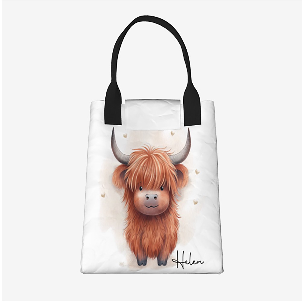 Personalized Highland Cow Lunch Bag, Dupont Paper Lunch Bag, Macaron ...