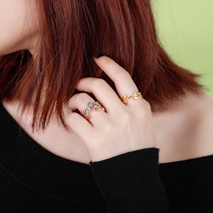 Personalized Initial Leaf Stackable Ring