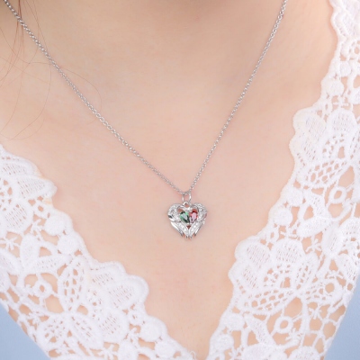 Personalized Angel Wing Necklace with Birthstones