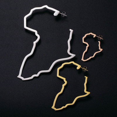 Personalized Africa Map Hoop Earrings