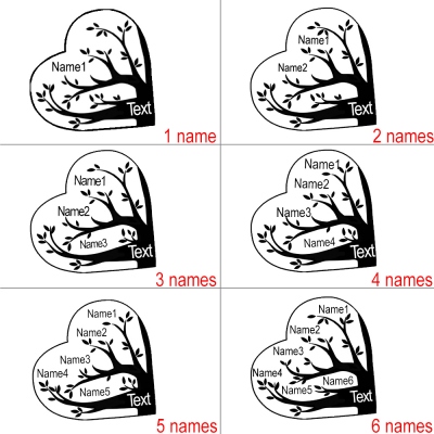 Collier arbre généalogique personnalisé 1-12 noms coeur