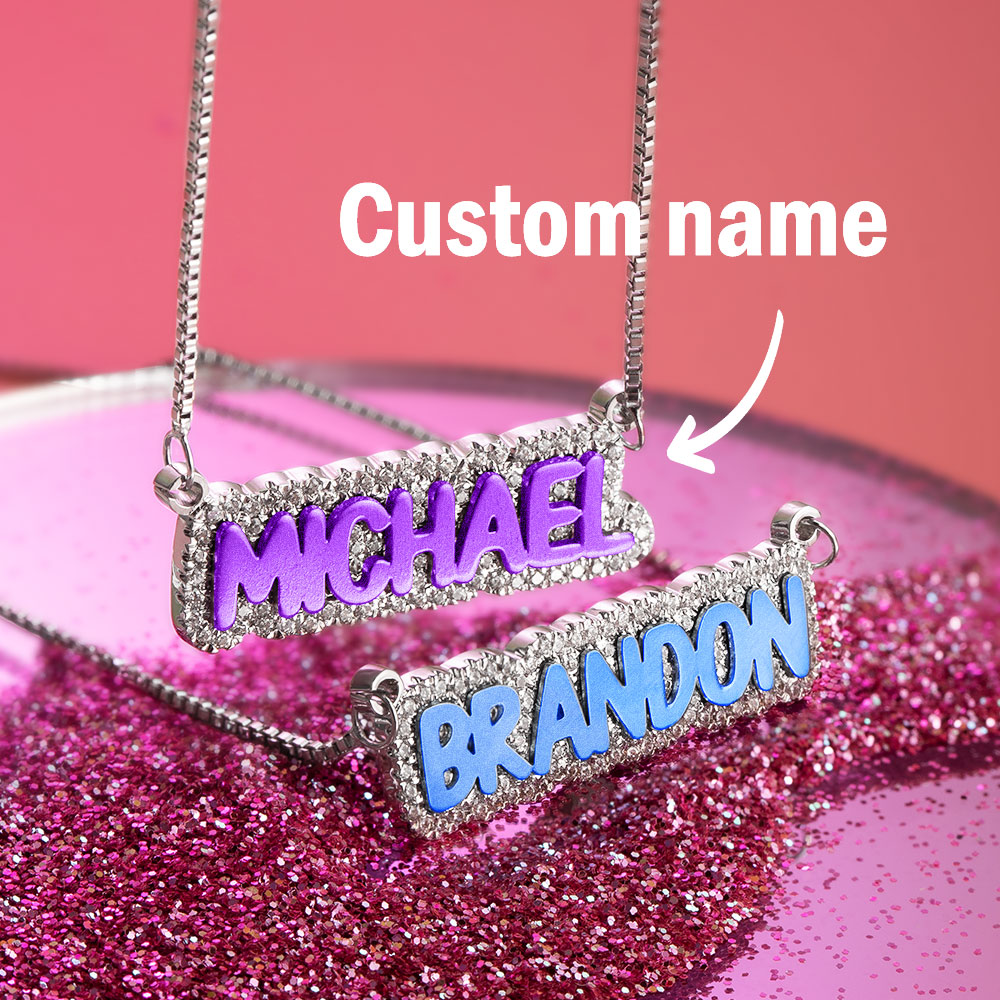 Custom Iced Out Colorful Name Necklace