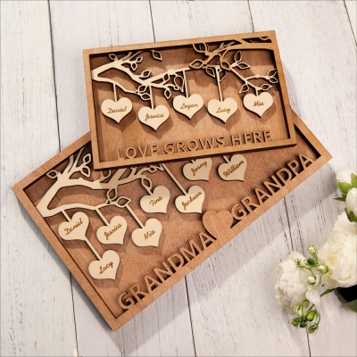 Personalized Name Heart Family Tree Home Decor