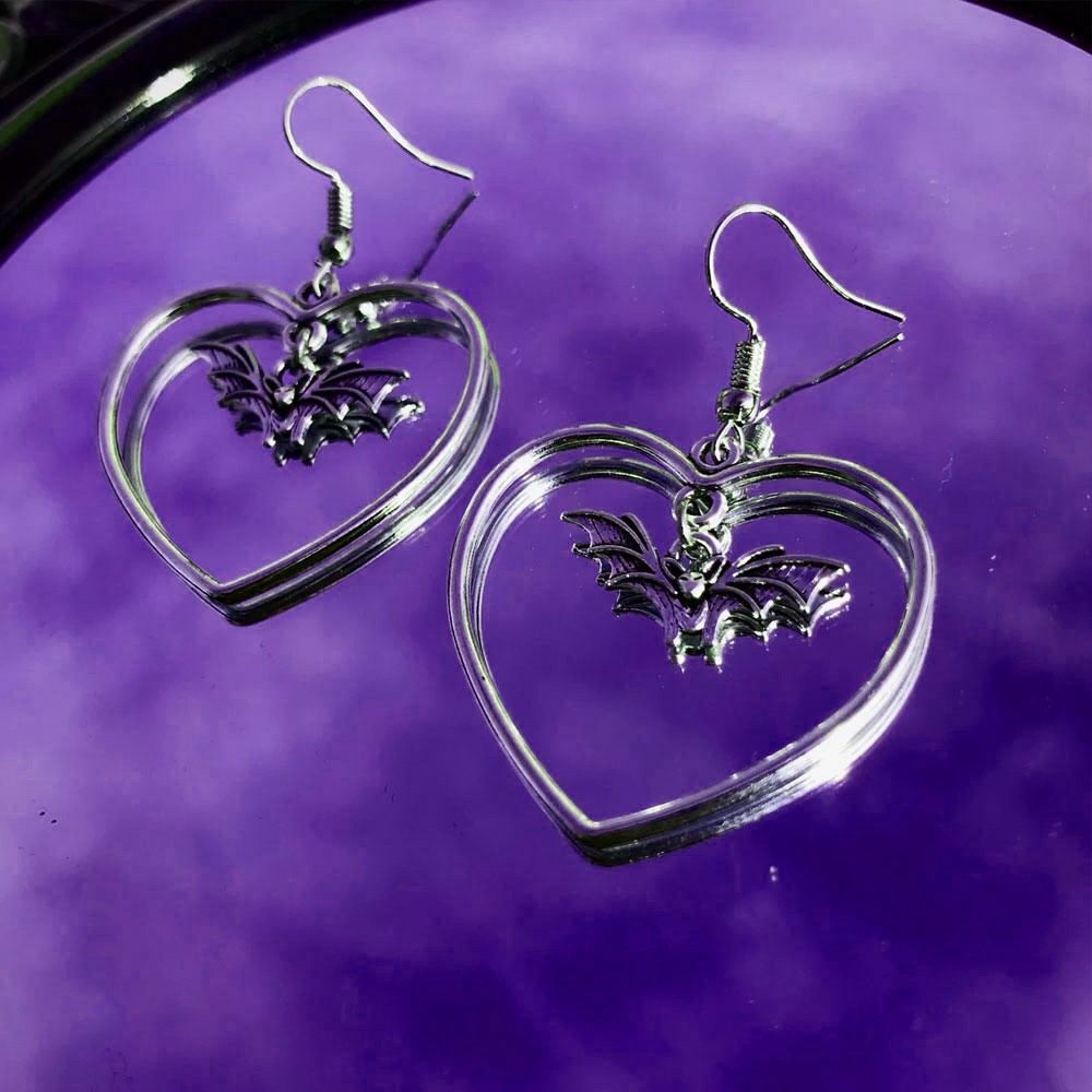 bat heart earrings