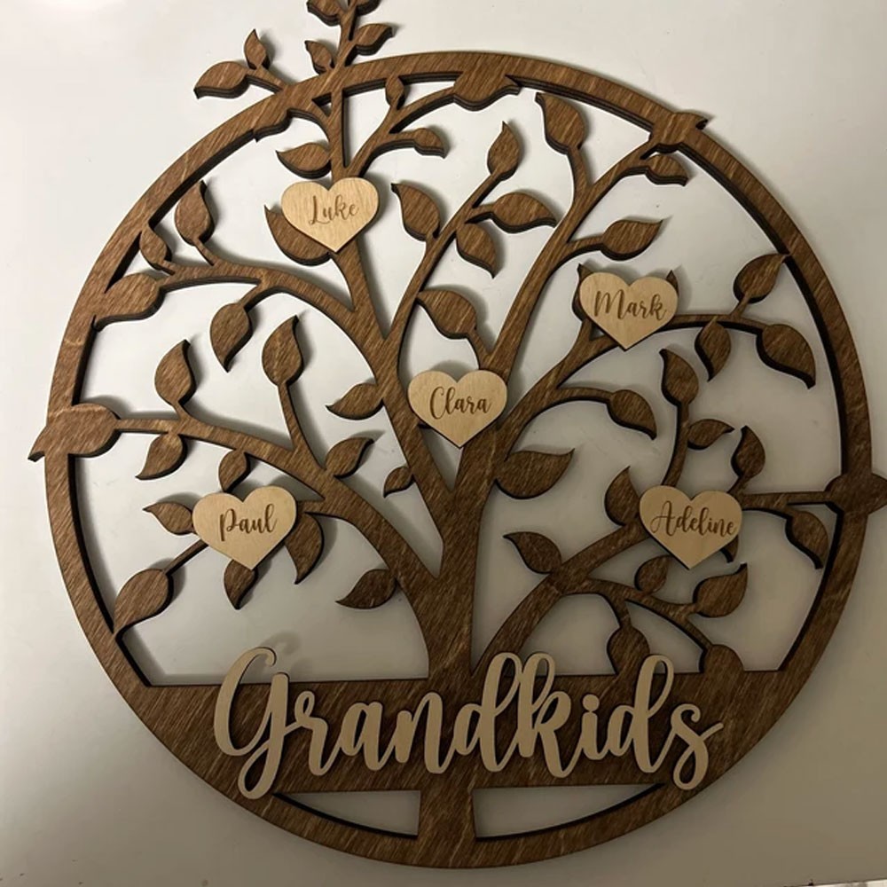 Grandkids Round, Mother's Day Gift, Personalized Grandparent Round, Family Tree Round, Birthday Gift, Special Gift for Loved One