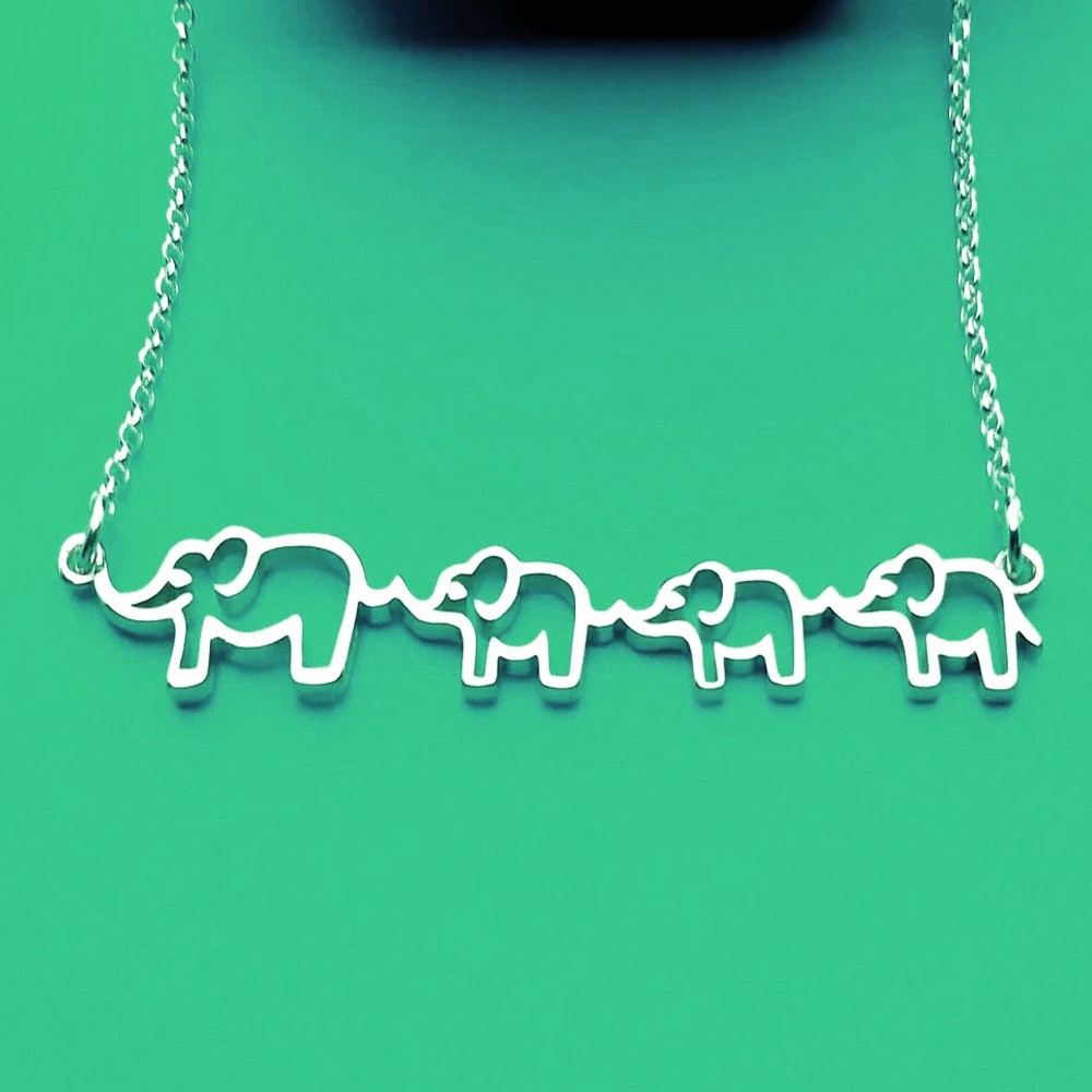 Mama and Baby Elephant Necklace, Sterling Silver 925 Necklace, Mommy