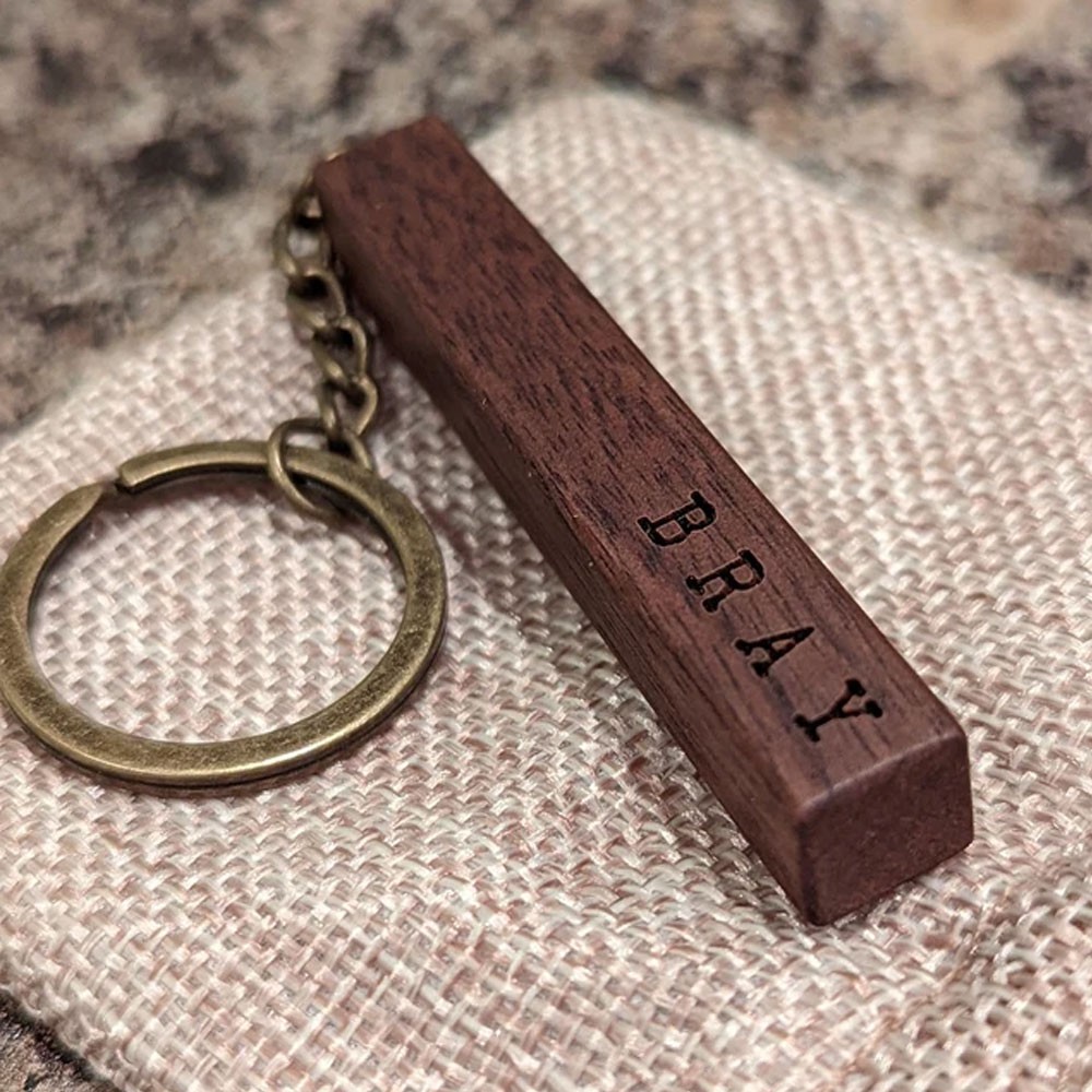 Custom 4 Sided Engraved Wood Bar Keychain, Custom 4 Sided Engraved Keychain for New Home Car, Gift for Mom Dad Grandpa Husband from Kids