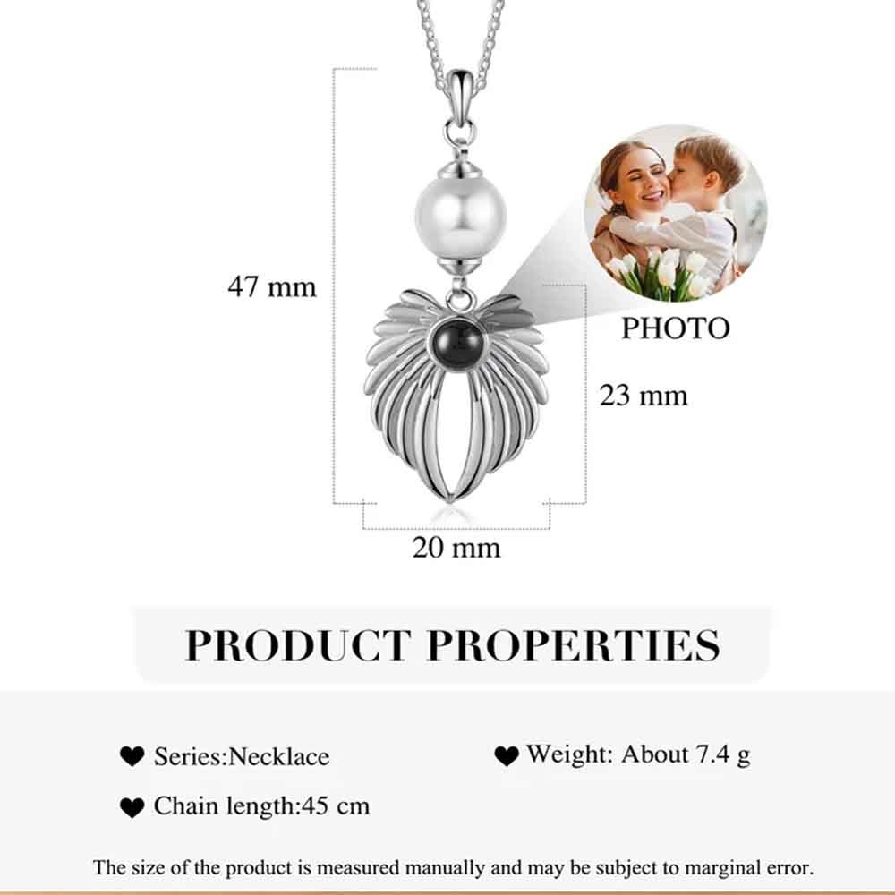 Custom Photo Projection Pearl Necklace, Projection Necklace, Feather Necklace, Commemorative Jewelry, Necklaces for Women, Gift for Her