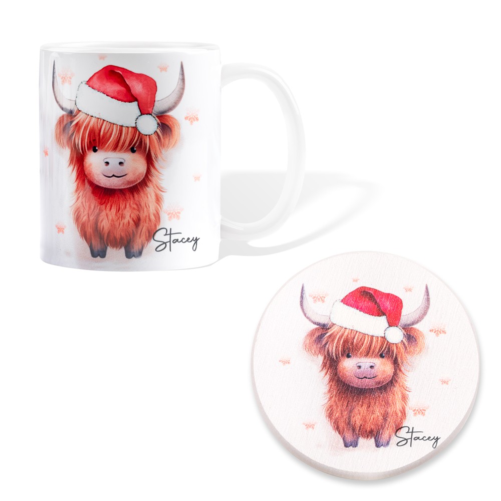 Regalo Highland Cow Per Donna – Borsa Tote In Tela + Portachiavi Mucca Delle Highland – Compleanno, Festa Mamma, Natale