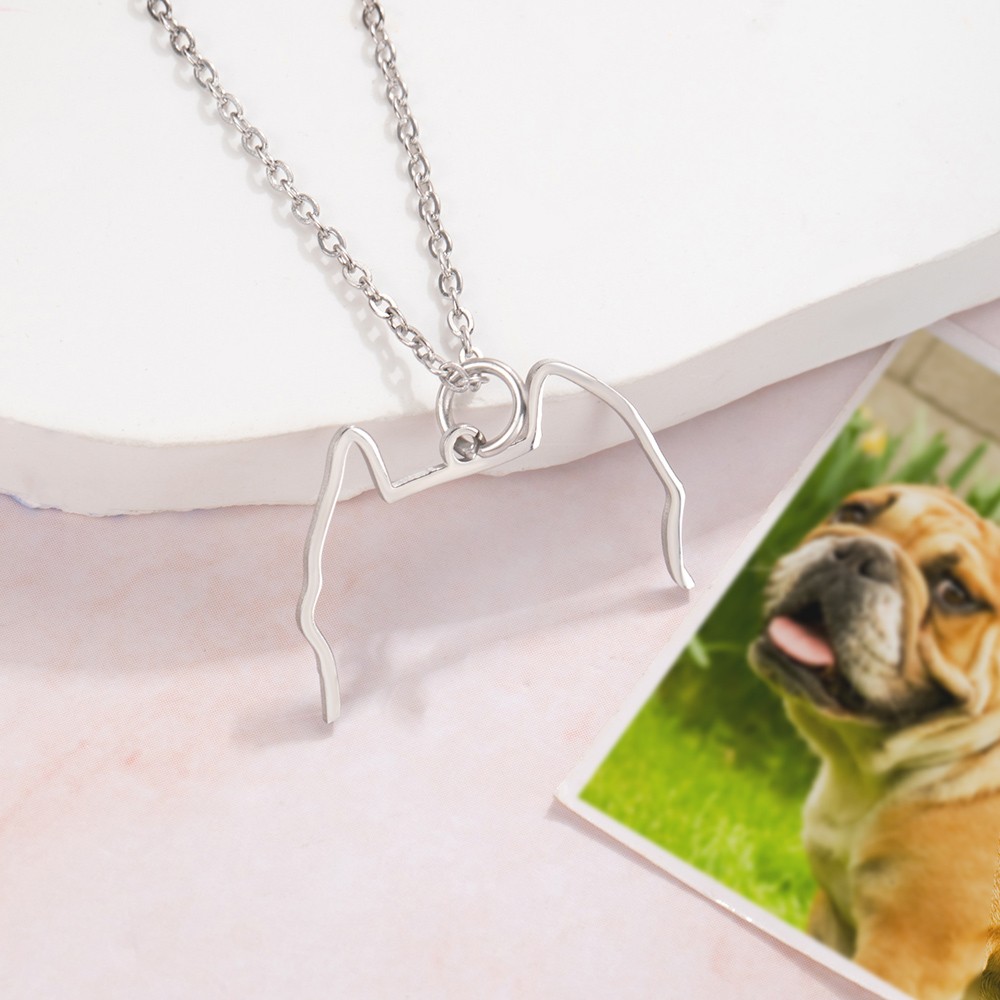 Custom Dog Ears Outline Necklace, Drawing Jewelry, Pet Silhouette Necklace, Memorial Pet Portrait Gift, Ring Holder Necklace, Gift for Dog/Cat Mom