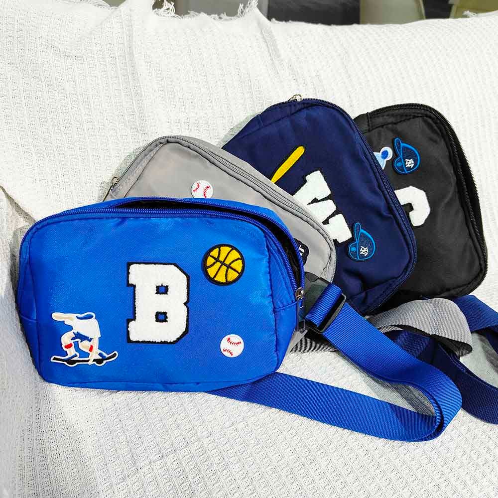 Personalized Fanny Pack for Boys | Custom Kids Belt Bag | Mini Skateboard & Basketball Crossbody Bag | Lemon Design Waist Bag