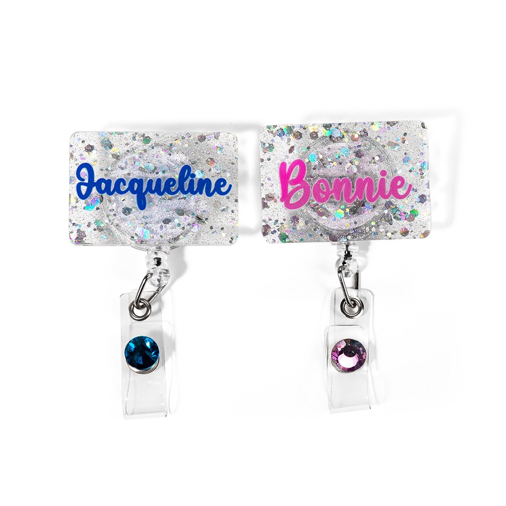 personalized glitter badge reel