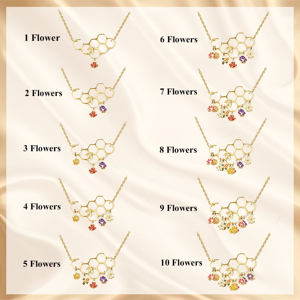 birth month flower honeycomb necklace