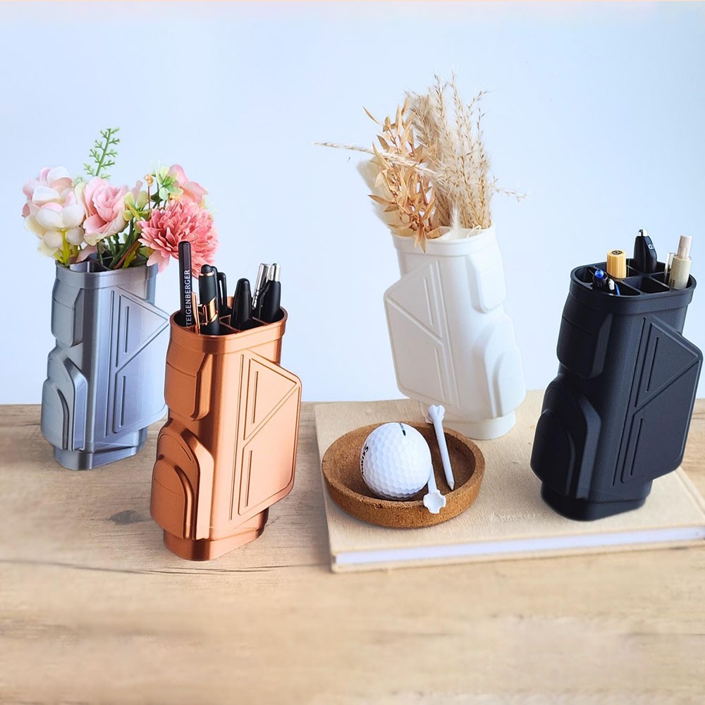 Personalized Golf Bag Pen Holder, Golf Desk Organizer, Office Golf Decor, Golf Gift for Husband, Golf Art, Gift for Golfer, Golf Dad Gift