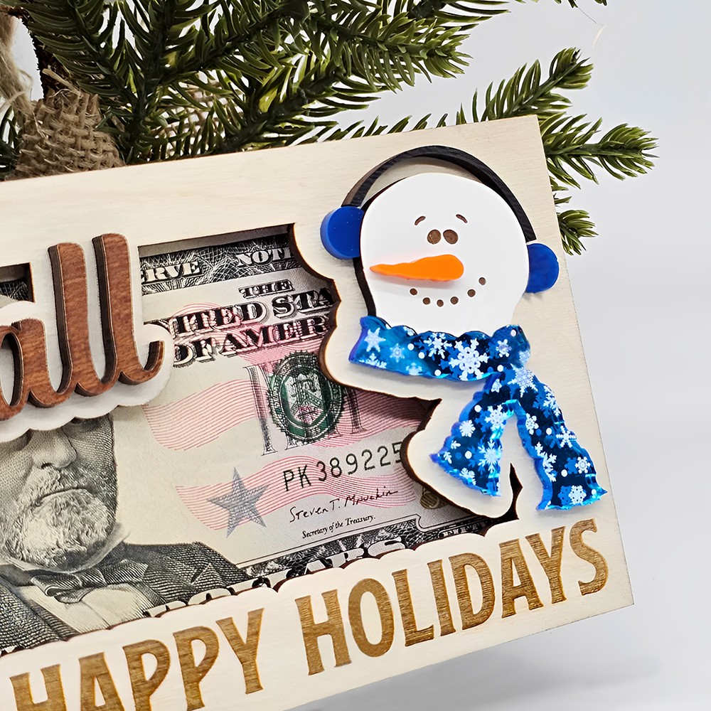 Personalized Christmas Money Holder, Stocking Stuffer for Teen, Christmas Gift for College Student, Snowman Money Card Holder, Cash Envelope
