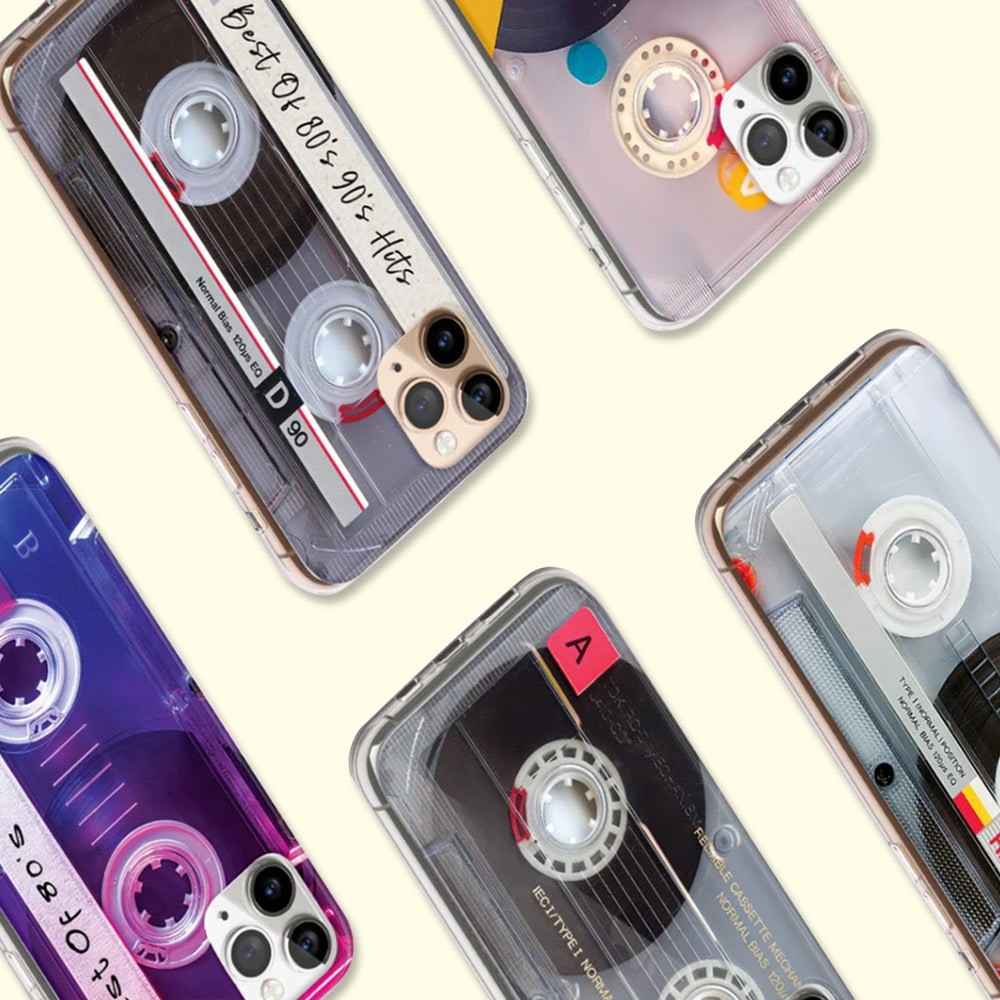 Benutzerdefinierte Vintage Kassette Handyhülle, 80er Retro-Stil Audio Mixtape Hülle für iPhone alle Modelle